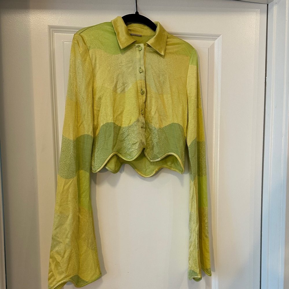 Alexis Yellow and Green Button-Down Shirt